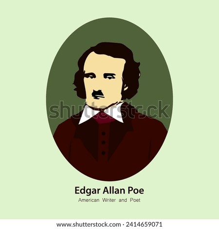 Edgar Allan Poe was an American writer, poet, essayist, literary critic and editor, representative of American dark romanticism. Vector illustration portrait.