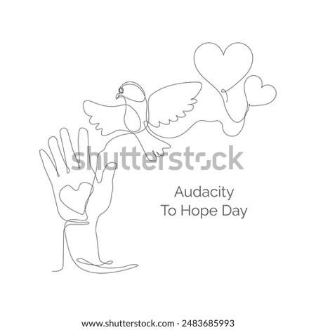 Audacity To Hope Day continuous line drawing concept design. June 4. Vector, illustration.