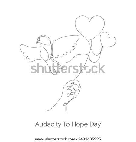 Audacity To Hope Day continuous line drawing concept design. June 4. Vector, illustration.