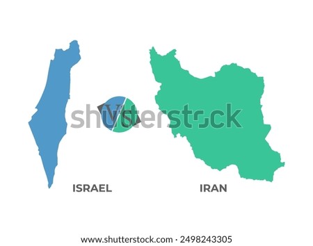 Israel versus Iran infographic vector, illustration. Map of Israel and Iran.