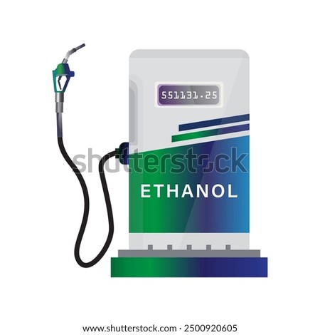 Ethanol Fuel gas pump vector, illustration. Price display with Automatic Shut-off Fuel Nozzle. Alternative fuel.