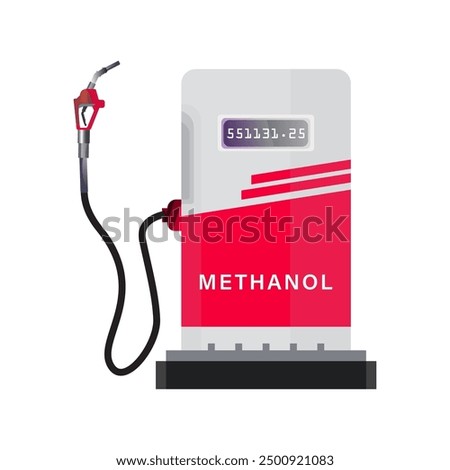 Methanol Fuel gas pump vector, illustration. Price display with Automatic Shut-off Fuel Nozzle. Alternative fuel.