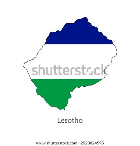 Lesotho modern map vector, illustration. Map in Lesotho flag color.