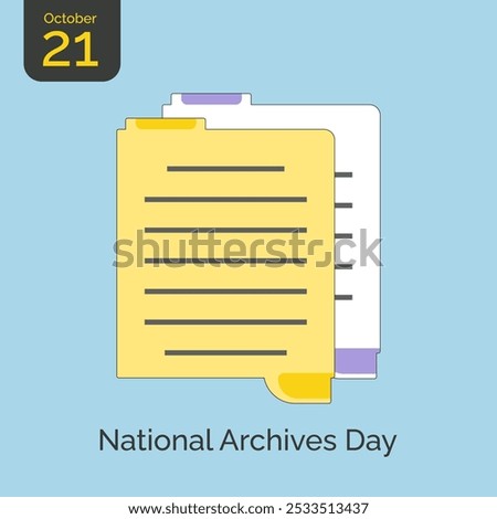 National Archives Day vector, illustration. October 21. Documents and archives folder design.