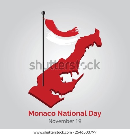 Monaco National Day Social Media Banner, Editable Vector Design with Monaco Map and Flag. November 19.