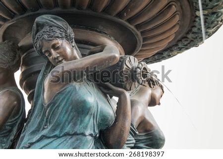 woman bronze sculpture in fountain