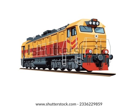 Illustration of a train engine, locomotive.