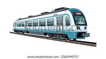 High speed metro train isolated on white background