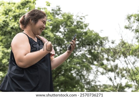 Similar – Image, Stock Photo Sportswoman with curvy body stretching leg on urban pavement