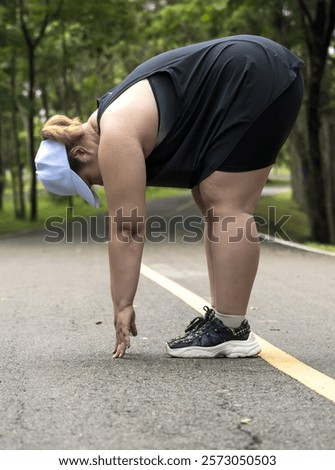 Similar – Image, Stock Photo Fit sportswoman warming up arms in city