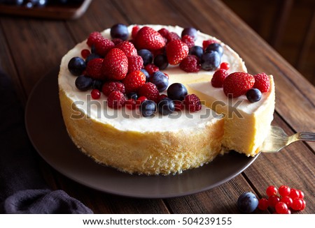 Similar – Foto Bild Käsekuchen mit Beeren