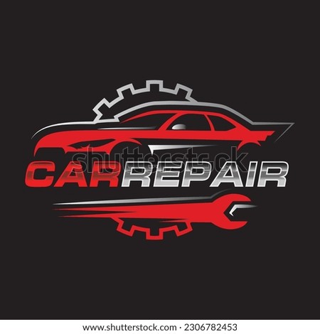 Minimalist car repair logo design template. Car repair service logo