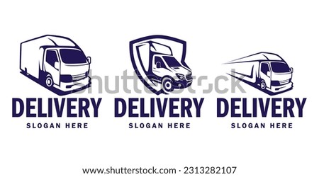 Delivery van logo design template. Delivery services logo template.