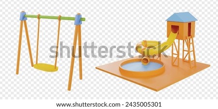 Kids playground 3d icons render vector