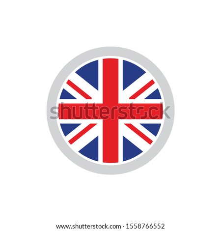 Isolated round shape United Kingdom flag vector logo. UK national symbol on the white background.