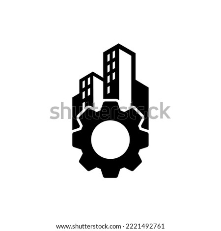 Buildings and architecture icon. cogwheel and building vector. Real estate vector.