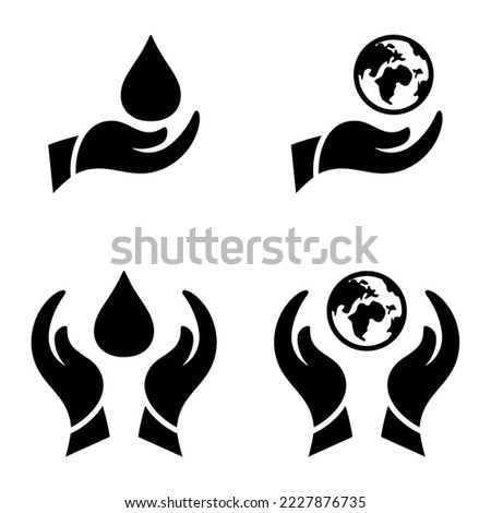 set of hand save earth or nature icon.