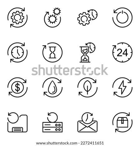 set of 16 restore and restart icons vector. clock, restart, restore, process, system and recycling