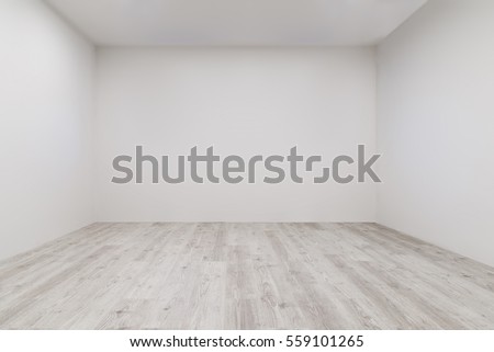 Image, Stock Photo Empty room with whitewash walls closed fireplace and brown curtains on windows