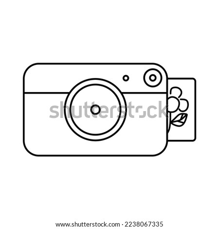 Modern instant camera outline icon, vector illustration in trendy style, isolated on white background. Editable perfect graphic resources for many purposes.