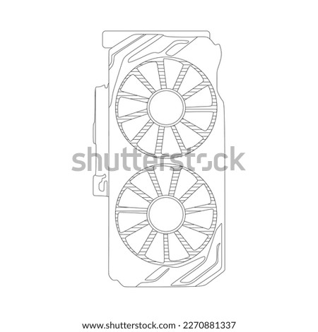 Video Card for gaming, rendering, and mining, with dual fan, in trendy outline icon vector illustration. Editable graphic resources for many purposes.