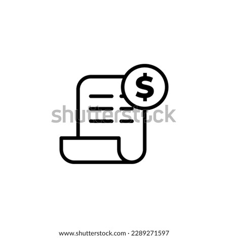 Banking transaction receipt outline icon. Bill icon, Invoice symbol, Payment icon, Medical bill, Online shopping, Procurement expense, Money document file. Editable graphic resources for many purposes