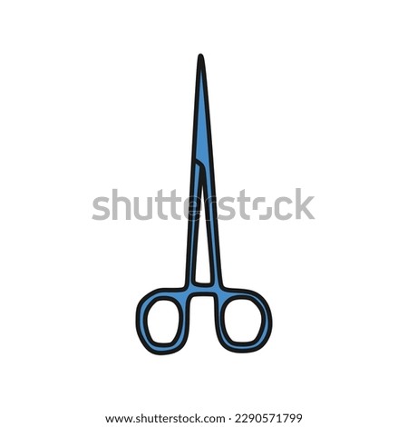 Top choice of Surgical scissors color fill icon in blue, vector illustration template in trendy style. Editable graphic resources for many purposes.