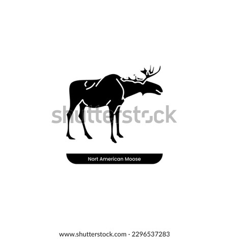 Moose black fill icon. North American Animal vector illustration in trendy style. Editable graphic resources for many purposes.