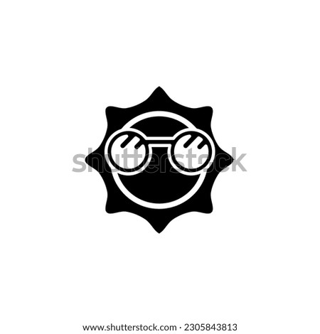 Summer sun with sunglasses black fill icon, vector illustration in trendy style. Editable graphic resources for many purposes.