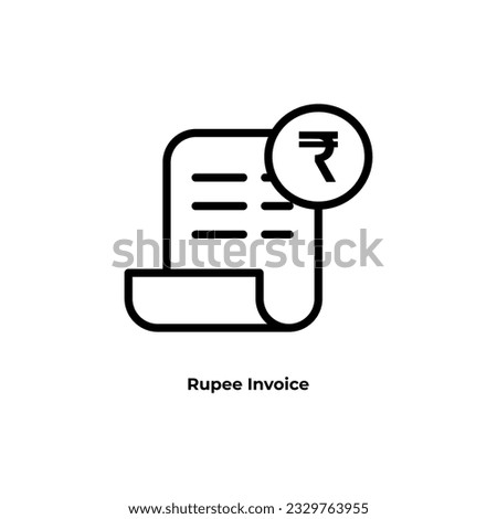Banking transaction receipt outline icon with rupee symbol. Bill icon, Invoice symbol, Payment icon, Medical bill, Online shopping, Money document file. Editable graphic resources for many purposes.
