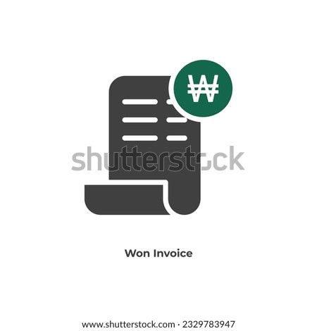 Payment receipt color fill icon with won symbol. Bill icon, Invoice symbol, Payment icon, Medical bill, Online shopping, Money document file. Editable graphic resources for many purposes.