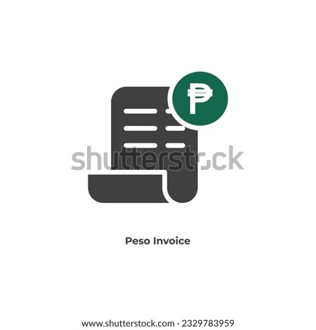Payment receipt color fill icon with peso symbol. Bill icon, Invoice symbol, Payment icon, Medical bill, Online shopping, Money document file. Editable graphic resources for many purposes.