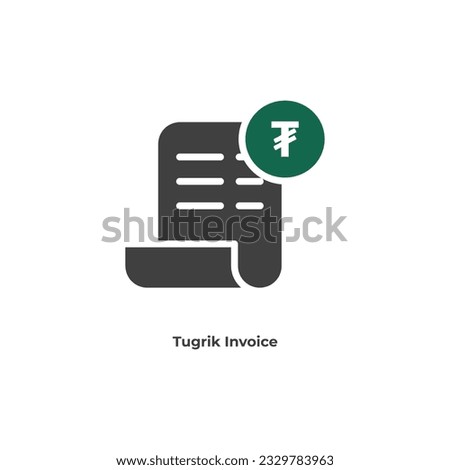 Payment receipt color fill icon with tugrik symbol. Bill icon, Invoice symbol, Payment icon, Medical bill, Online shopping, Money document file. Editable graphic resources for many purposes.