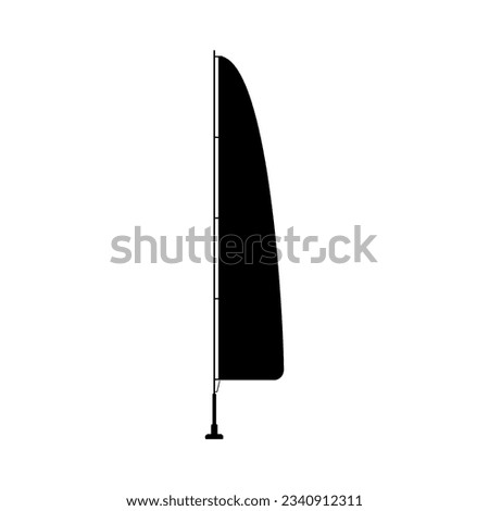 Banner flag or umbul-umbul or vertical banner flag in black fill silhouette icon vector illustration. Iron pole with vertical long flag. Editable and stylish graphics resources for many purposes