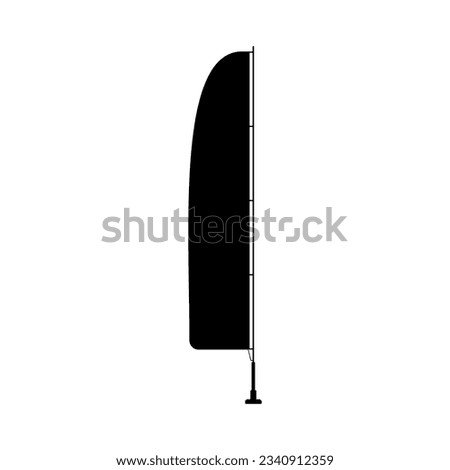 Banner flag or umbul-umbul or vertical banner flag in black fill silhouette icon vector illustration. Iron pole with vertical long flag. Editable and stylish graphics resources for many purposes.