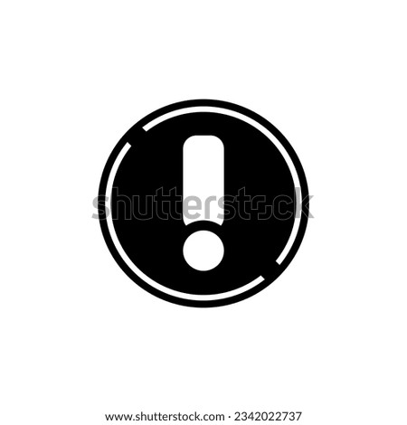 Attention Caution Hazard Sign on circular board in black fill icon vector illustration. Top choice editable graphics resources for many purposes.