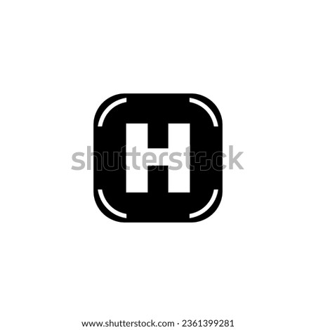 Helipad in black fill silhouette flat icon style. Vector illustration from World First Aid Day design element collection. Editable graphic resources for many purposes.
