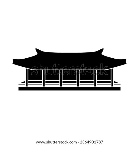 Korea house in black fill flat icon style. Korean iconic colossal house vector illustration in trendy style. Editable graphic resources for many purposes.  