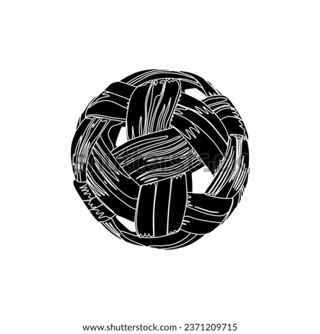 Sepak takraw ball in black fill flat icon style. Vector illustration in trendy design style. Top choice editable graphic resources for many purposes.