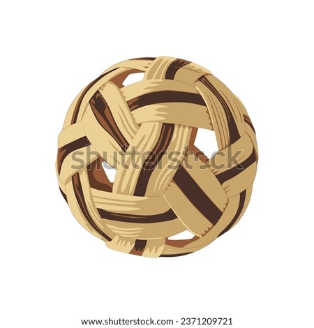 Sepak takraw ball in flat 3d realistic vector illustration design style, with light and dark brown color of rattan. Top choice editable graphic resources for many purposes.