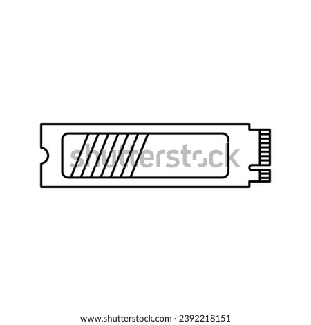 NVMe M.2 PCI-Express (PCI-E) Solid State Drive (SSD) in outline sketch icon. Vector illustration of computer peripheral in trendy style. Editable graphic resources for many purposes.