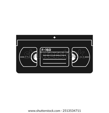 VHS Video Cassette black fill icon vector illustration. The best 90s nostalgic items. Editable graphic resources for many purposes.