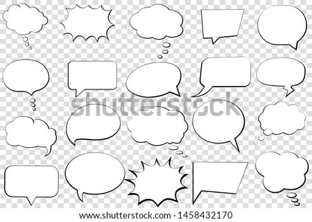 Comic speech bubble isolated sticker vector icon. Empty cartoon bubble speech tag icons. Cloud bubble speech design for text, thought, talk, message, dialogue. Balloon bubble empty speech textbox