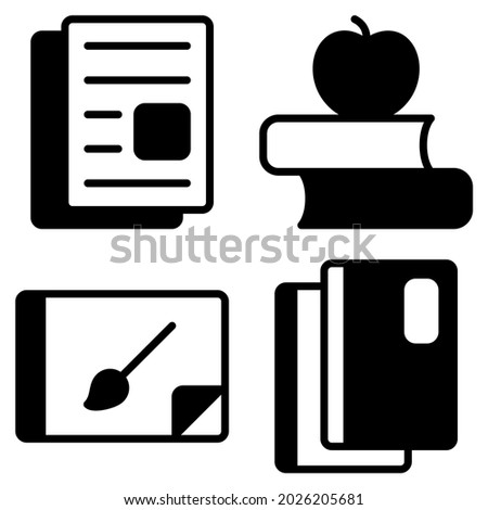 Books icon with glyph style. Suitable for website design, logo, app and UI. Based on the size of the icon in general, so it can be reduced.