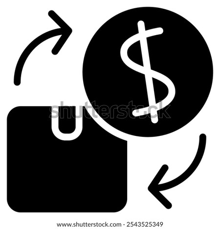 cash on delivery icon with glyph style. Suitable for website design, logo, app and UI. Based on the size of the icon in general, so it can be reduced.