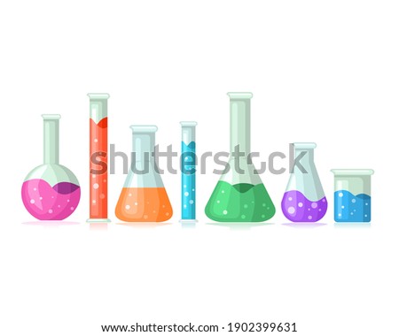 Science lab bottle vector design. Laboratory glassware equipment for chemical lab in realistic design style