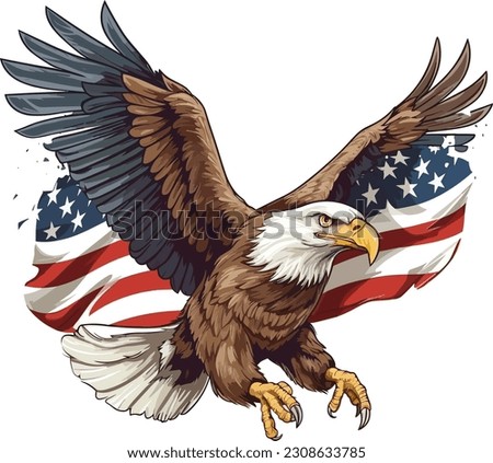 American flag painted bald eagle illustration.