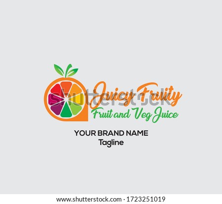 Juicy fruity healthy juice vector Logo, Juicy Fruity fruit and vegetable juice logo design