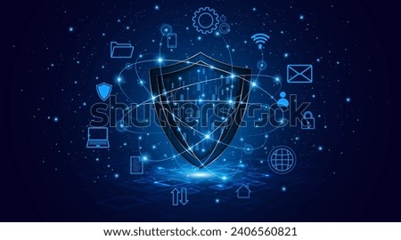 Abstract shield symbol. Cyber ​​data protection and privacy concept. modern security technology innovation concept background	