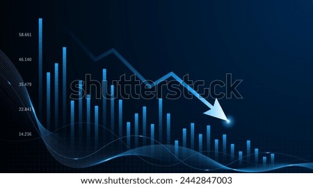 Downward trend of business graph or investment concept with decreasing profits. company downward arrow
